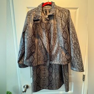 G by GIULIANA  Womens Grey Snakeskin Print Moto Faux Leather Jacket 3 PC Set